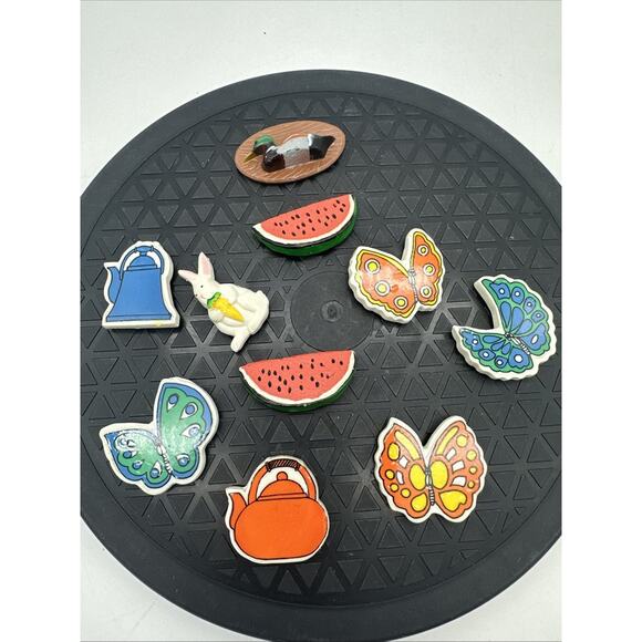 Lot Of 10 Vintage Refrigerator Magnets Bunny Duck Watermelon Teakettles - Picture 1 of 3